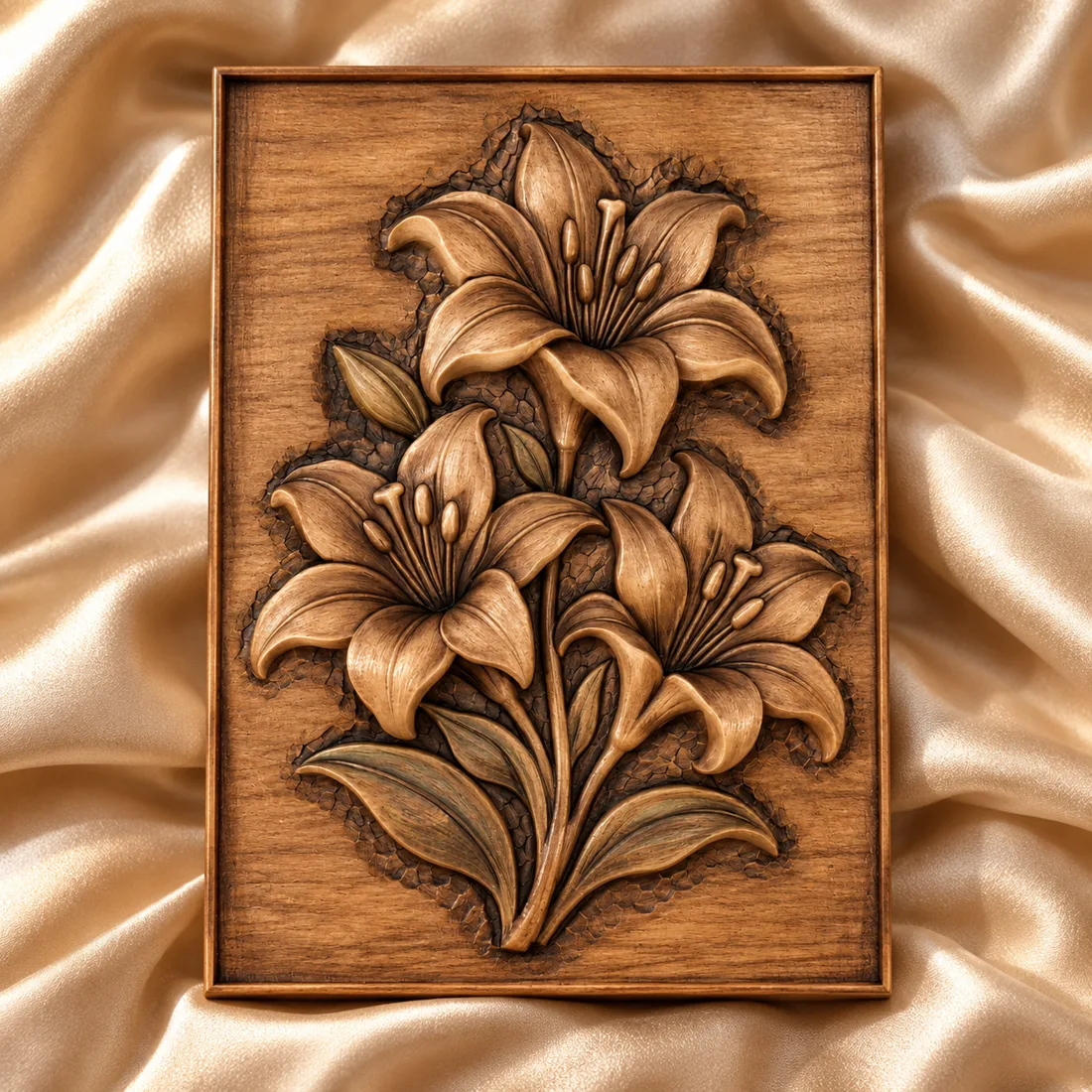 Three Lily Flowers relief mockup