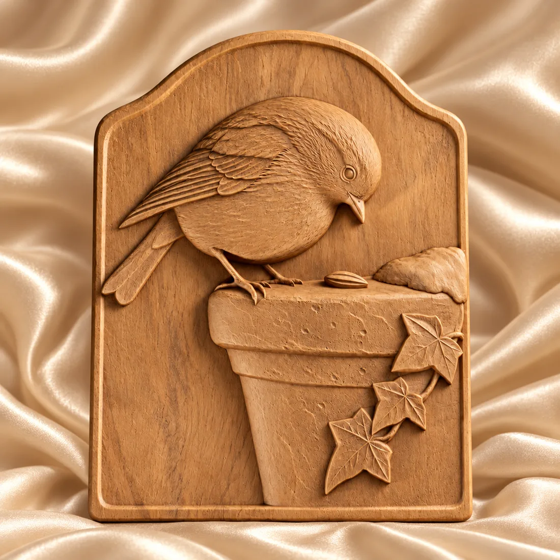 Winter Robin and Flowerpot relief mockup