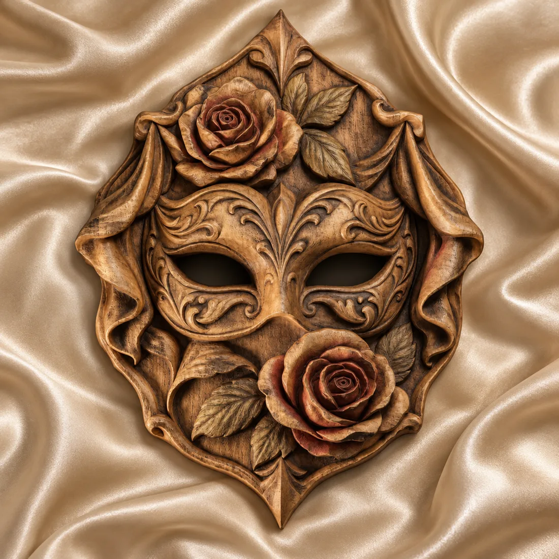 Masquerade Mask and Roses relief mockup
