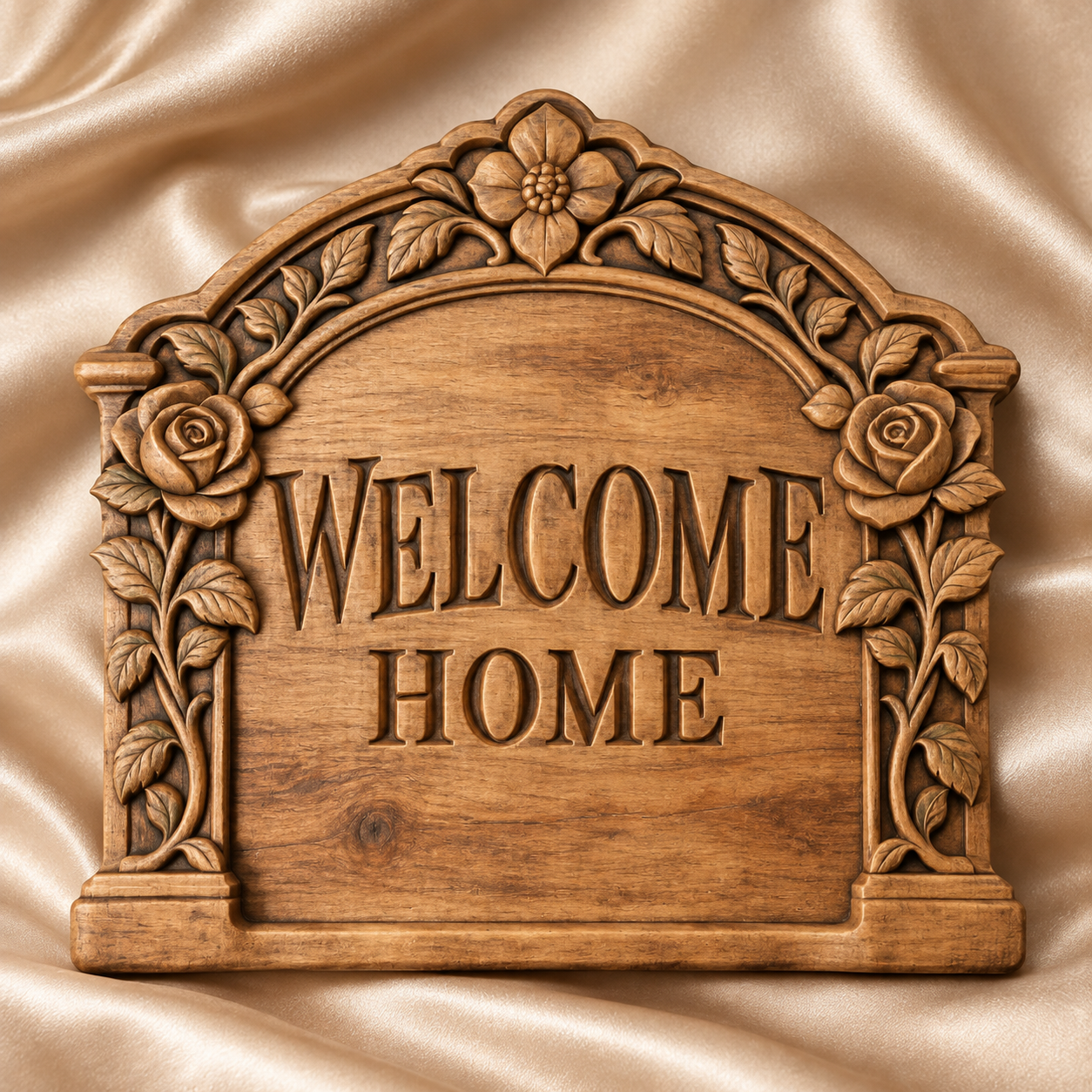 Welcome Home floral sign relief rendering